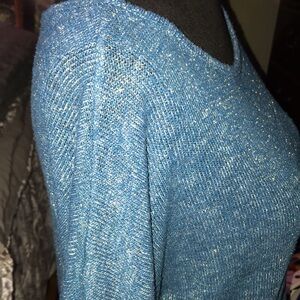 #162-(M) Forever 21 Vintage three quarter sleeve top,blue metallic material